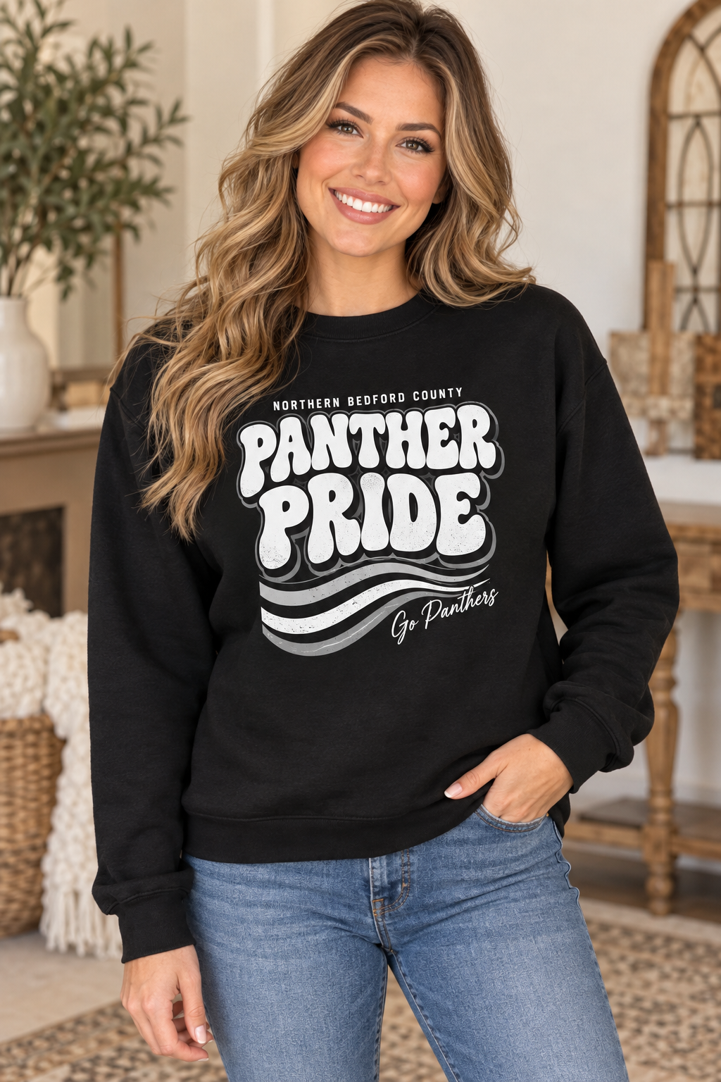 Northern Bedford County Panther Pride Retro Black Crewneck