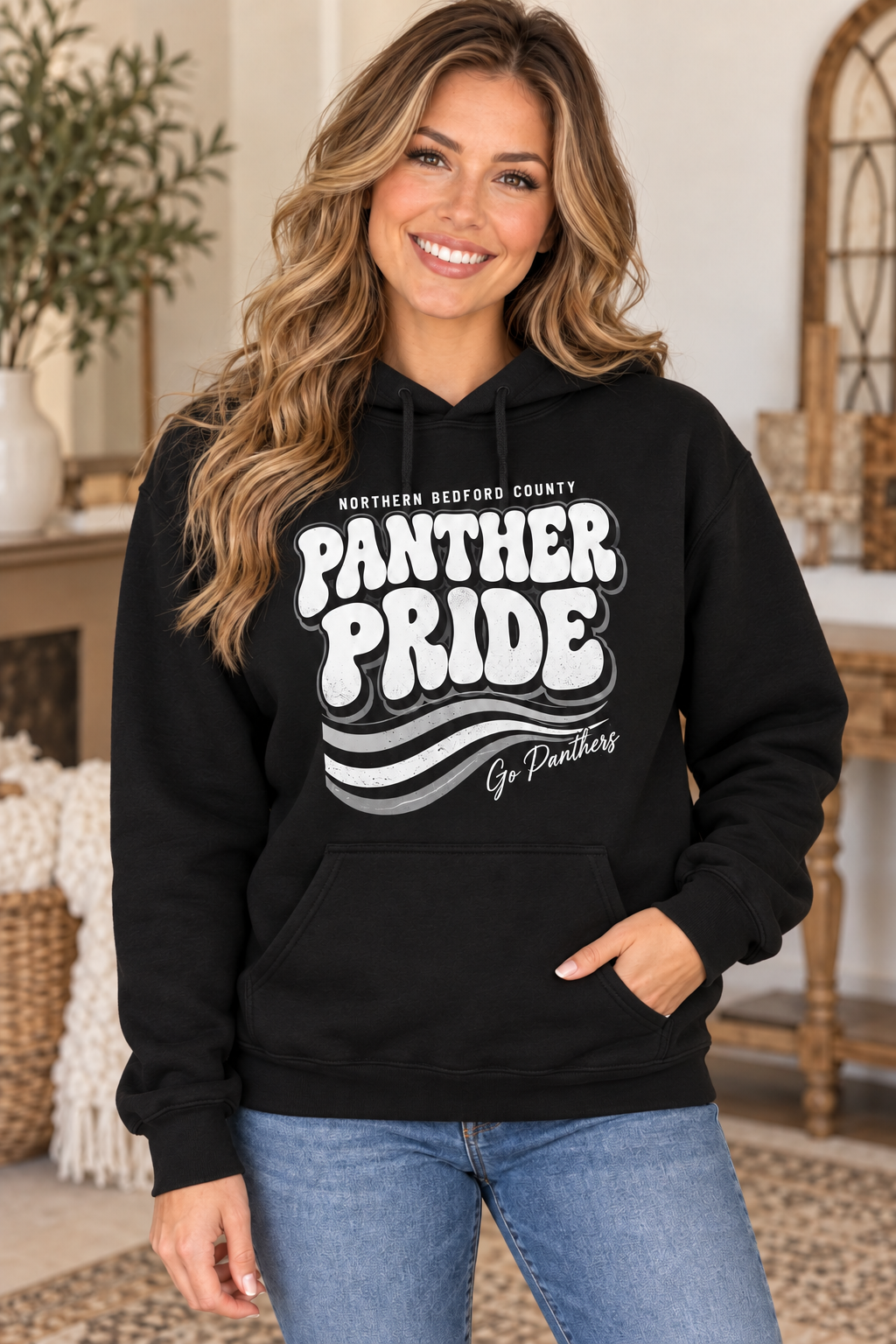 Northern Bedford County Panther Pride Retro Black Hoodie