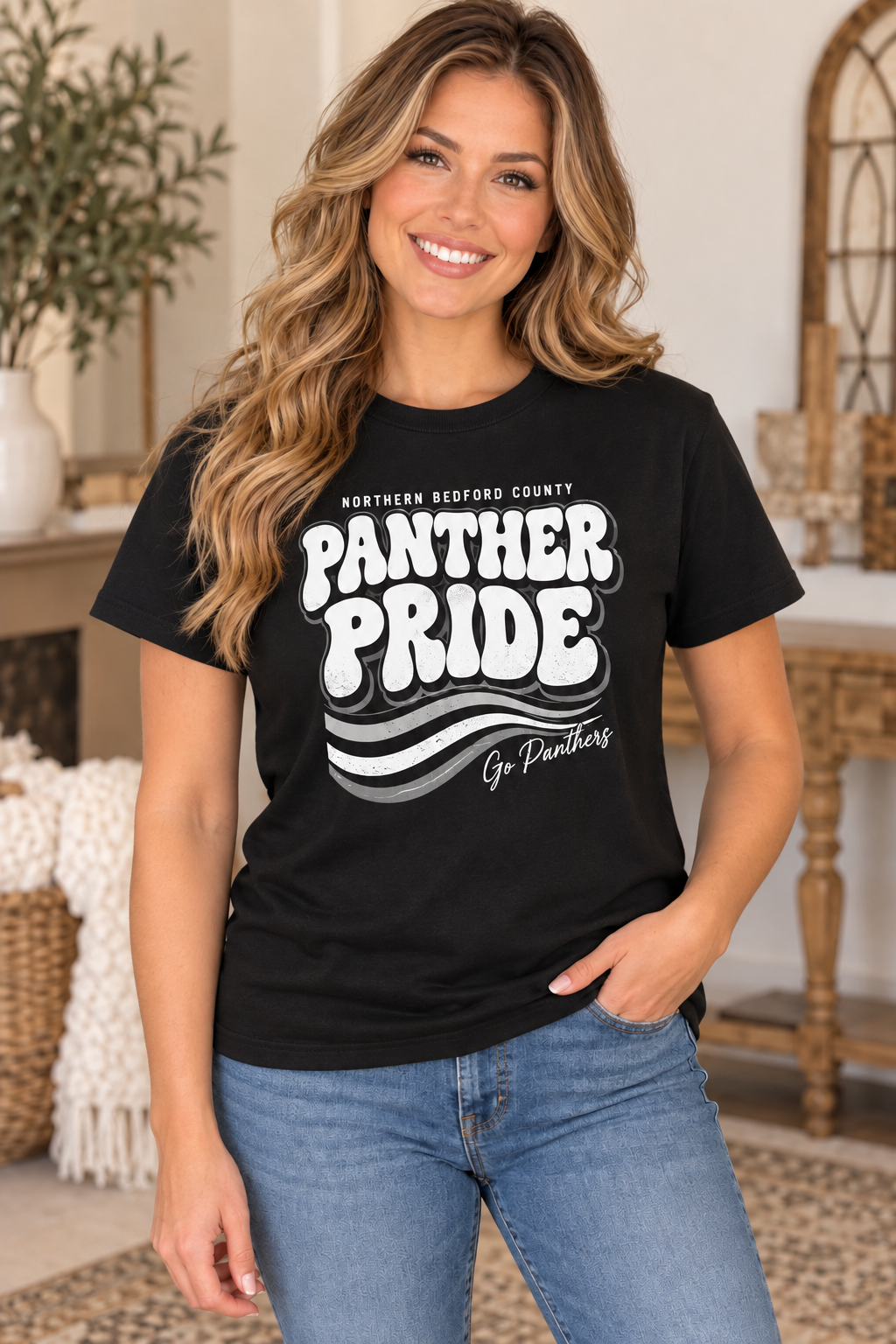 Northern Bedford County Panther Pride Retro Black T-Shirt
