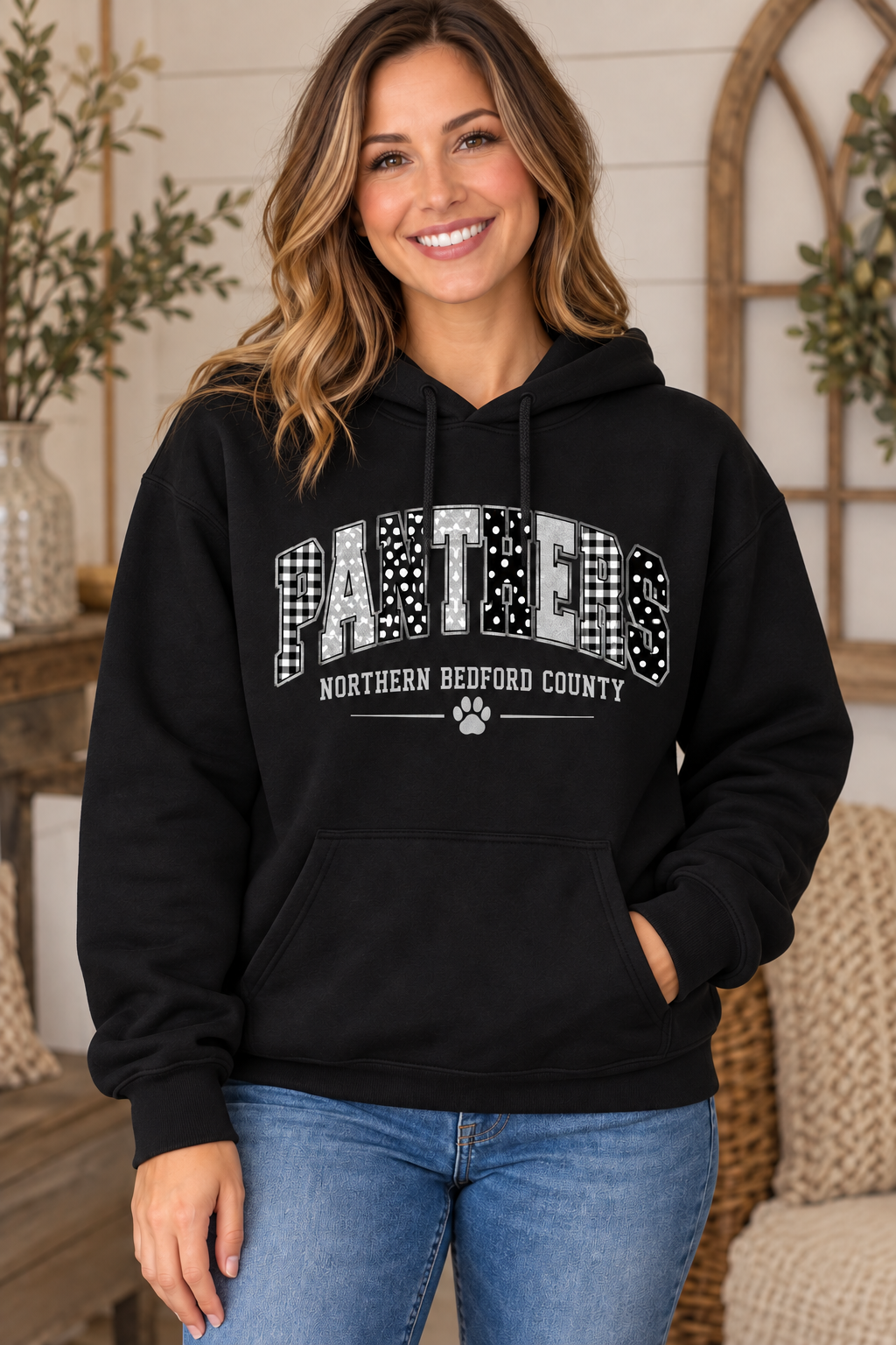 Northern Bedford County Panthers Patchwork Black Hoodie
