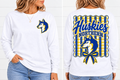 Northern Huskies Front and Back White Long Sleeve front and back on model