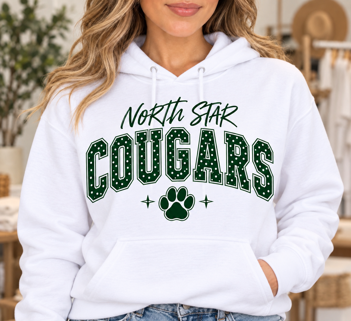 North Star Cougars Polka Dot White Hoodie