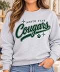 North Star Cougars Script Ash Gray Crewneck