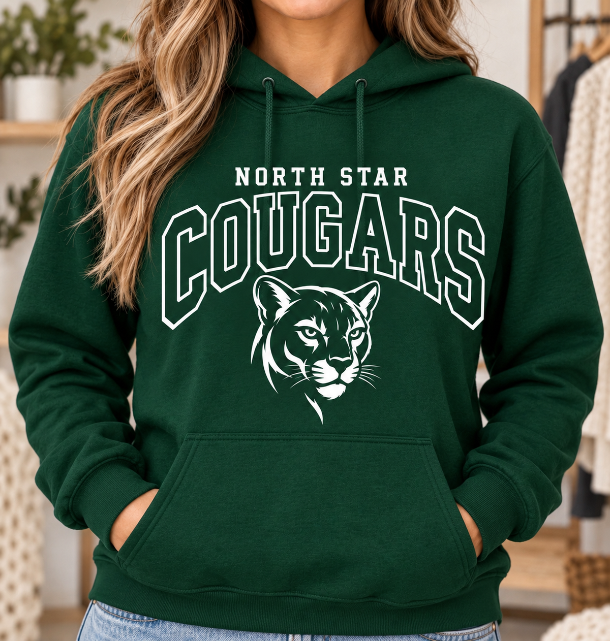 North Star Cougars Varsity Cougar Forest Green Hoodie