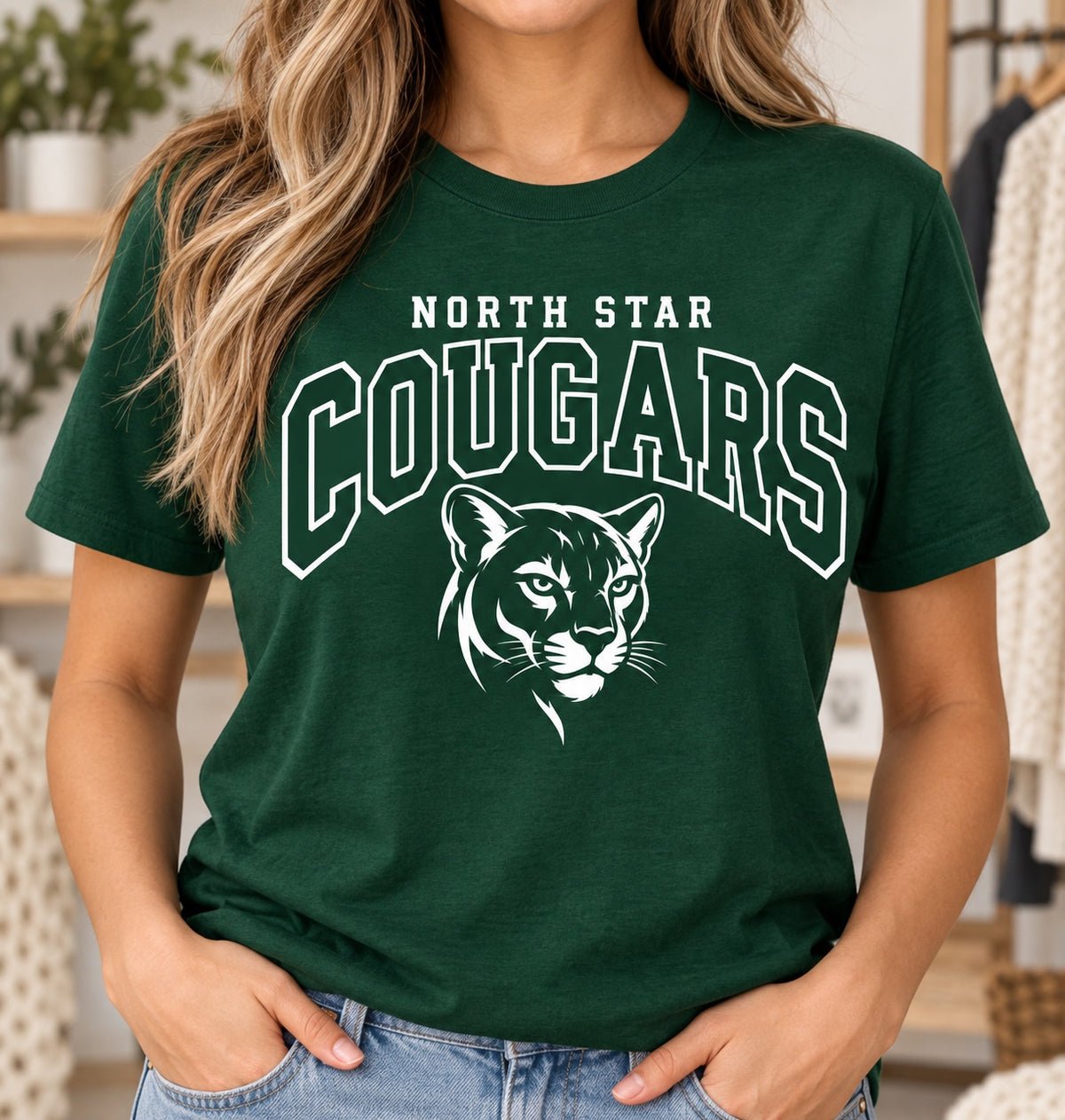 North Star Cougars Varsity Cougar Forest Green T-shirt