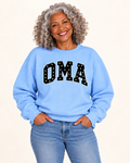 OMA Light Blue Polka Dot Crewneck on older Black woman