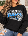 Ridgeley Rams black crewneck woman mockup