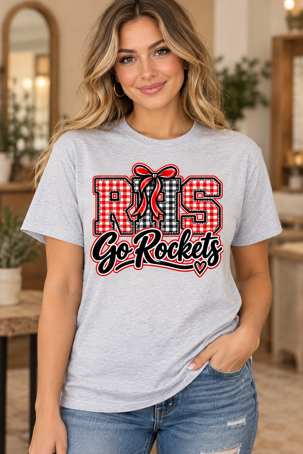 Ash Rockwood Rockets RHS Go Rockets Bow T-Shirt mockup