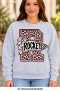 Rockwood Rockets Cheetah Pennant Bow Sport Gray Crewneck