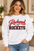 Rockwood Rockets script white crewneck boutique mockup
