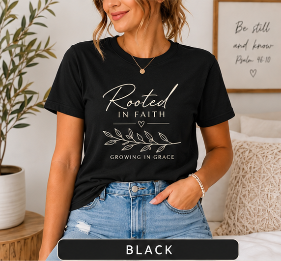 Rooted botanical black T-shirt