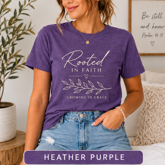 Rooted botanical heather-purple T-shirt