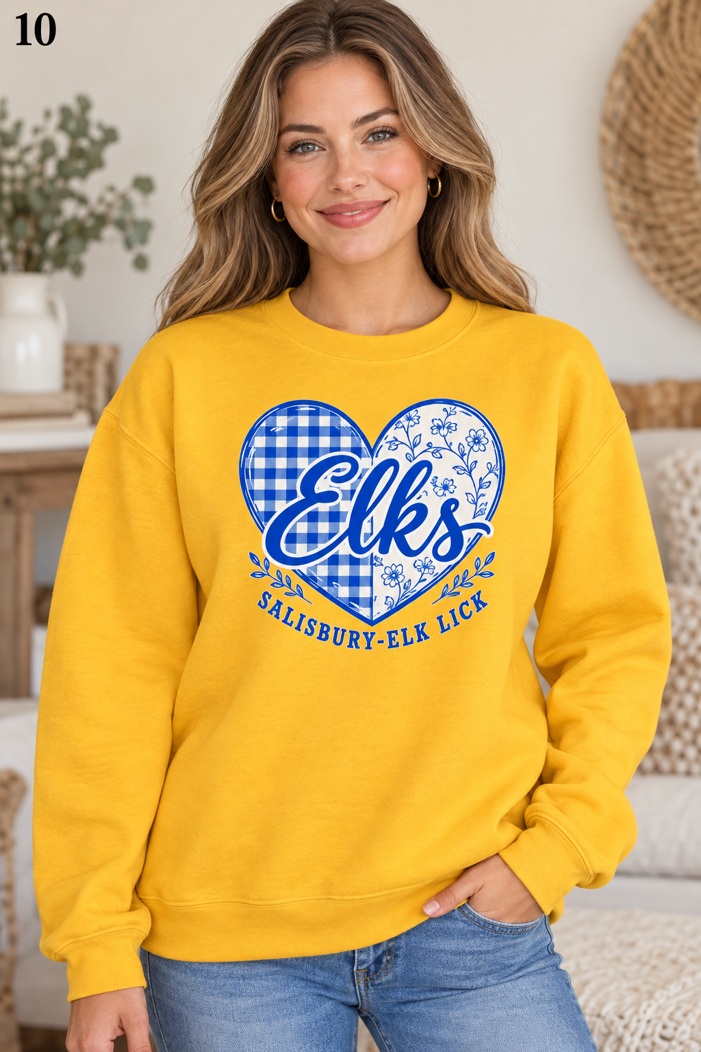 Salisbury-Elk Lick Elks design 10: Gingham Floral Heart on Gold
