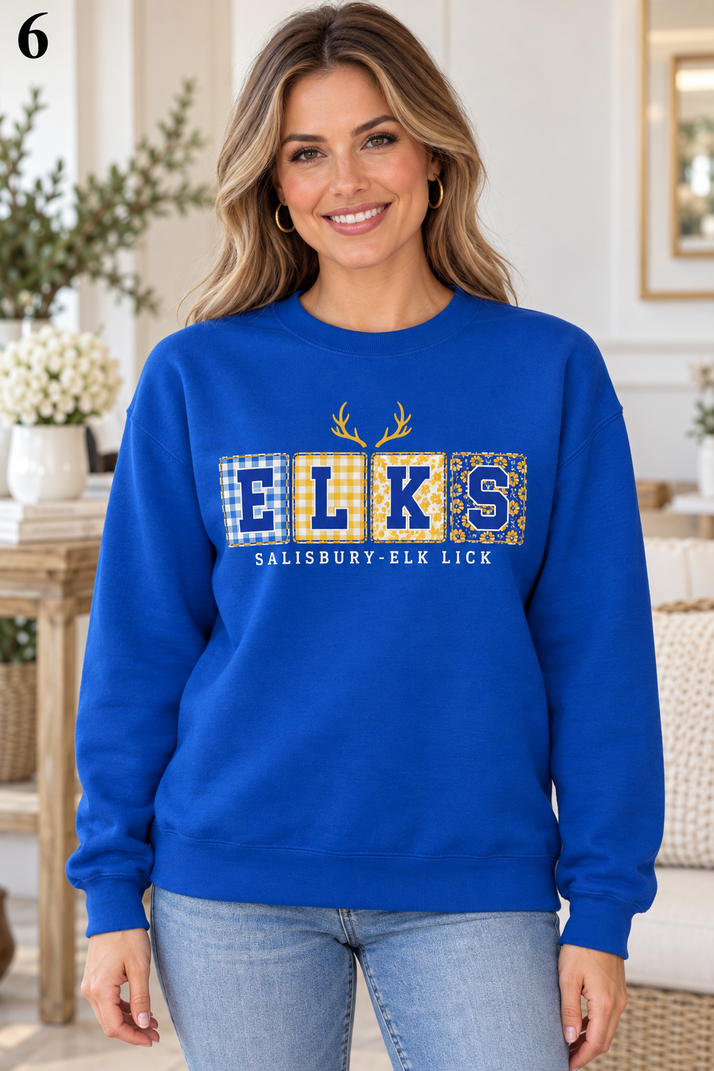 Salisbury-Elk Lick Elks design 6: Patchwork Letter Tiles on Royal Blue