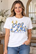 Salisbury-Elk Lick Elks design 7: Floral Gingham Script on White