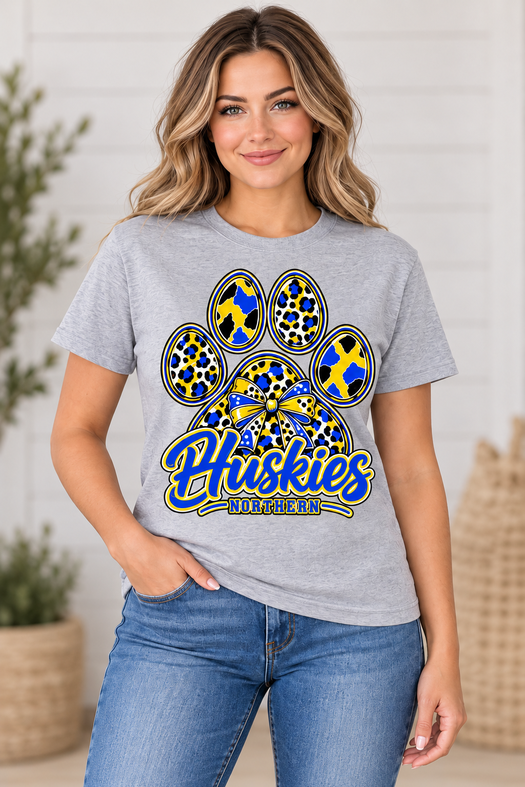 Northern Huskies T-Shirt female model mockup