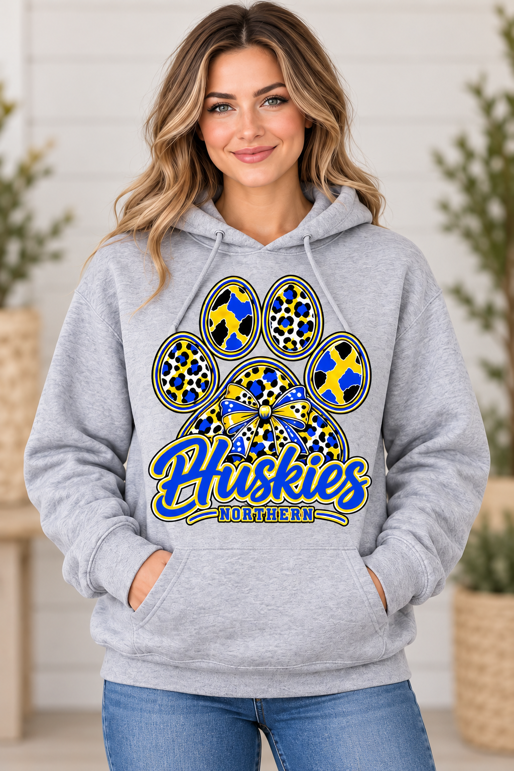 Northern Huskies Hoodie female model mockup