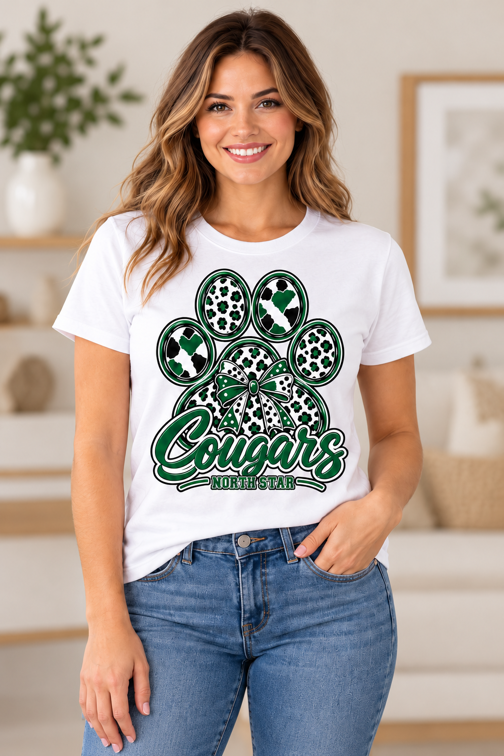 North Star Cougars T-Shirt female model mockup