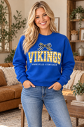Shanksville-Stonycreek Vikings Gingham Bow Crewneck in Royal Blue