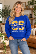 Shanksville-Stonycreek Vikings Gingham SS Script Crewneck in Royal Blue