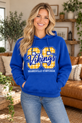 Shanksville-Stonycreek Vikings Gingham SS Script Hoodie in Royal Blue