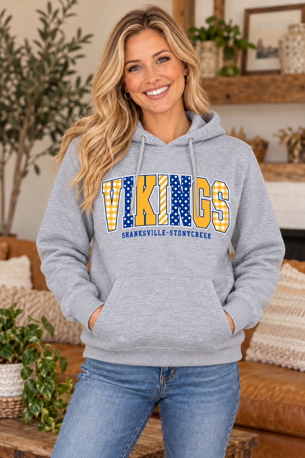 Shanksville-Stonycreek Vikings Mixed Pattern Hoodie in Sport Gray
