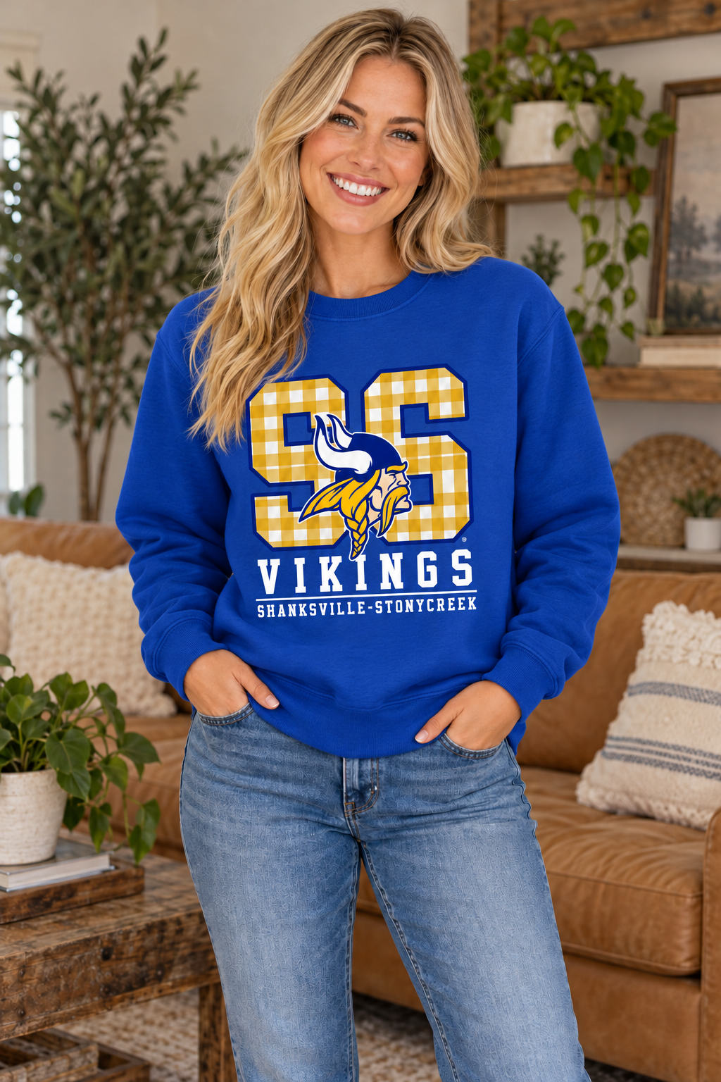 Shanksville-Stonycreek Vikings SS Varsity Viking Crewneck in Royal Blue