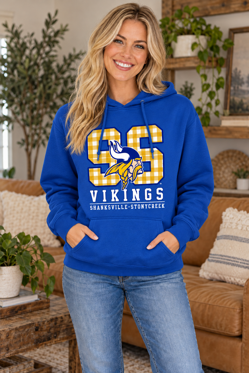 Shanksville-Stonycreek Vikings SS Varsity Viking Hoodie in Royal Blue