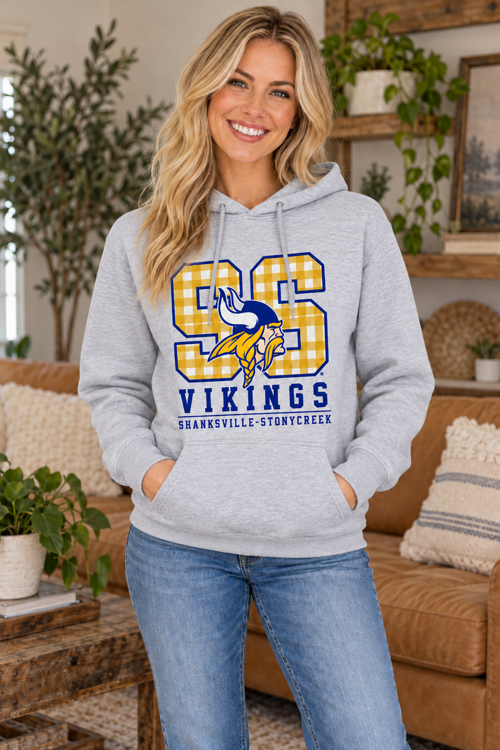 Shanksville-Stonycreek Vikings SS Varsity Viking Hoodie in Sport Gray