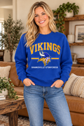 Shanksville-Stonycreek Vikings Retro Viking Head Crewneck in Royal Blue