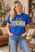 Shanksville-Stonycreek Vikings Gingham Bow T-shirt in Royal Blue