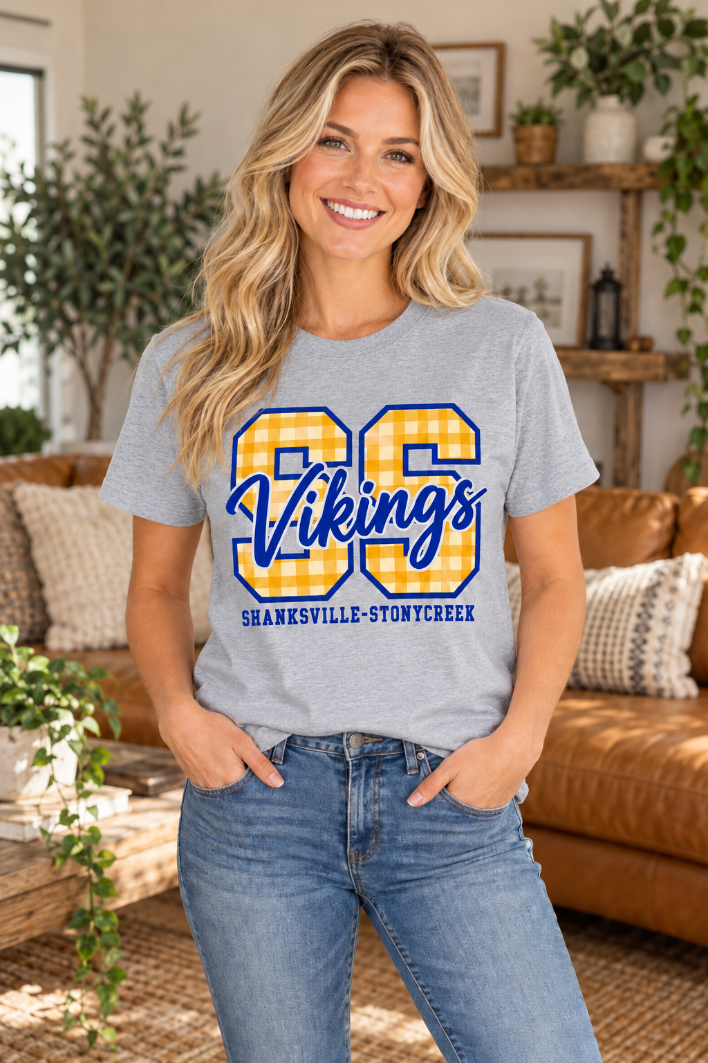 Shanksville-Stonycreek Vikings ss-script T-shirt in Sport Gray