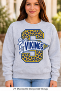 Shanksville-Stonycreek Vikings Cheetah Pennant Bow Sport Gray Crewneck