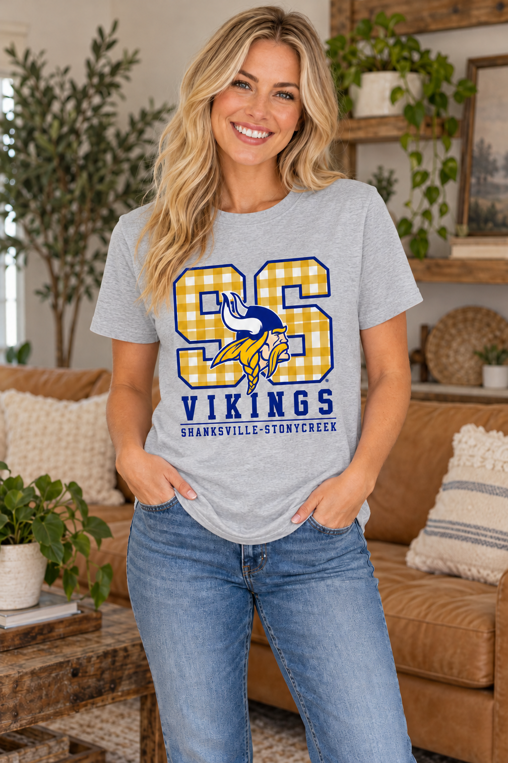 Shanksville-Stonycreek Vikings varsity-mascot T-shirt in Sport Gray