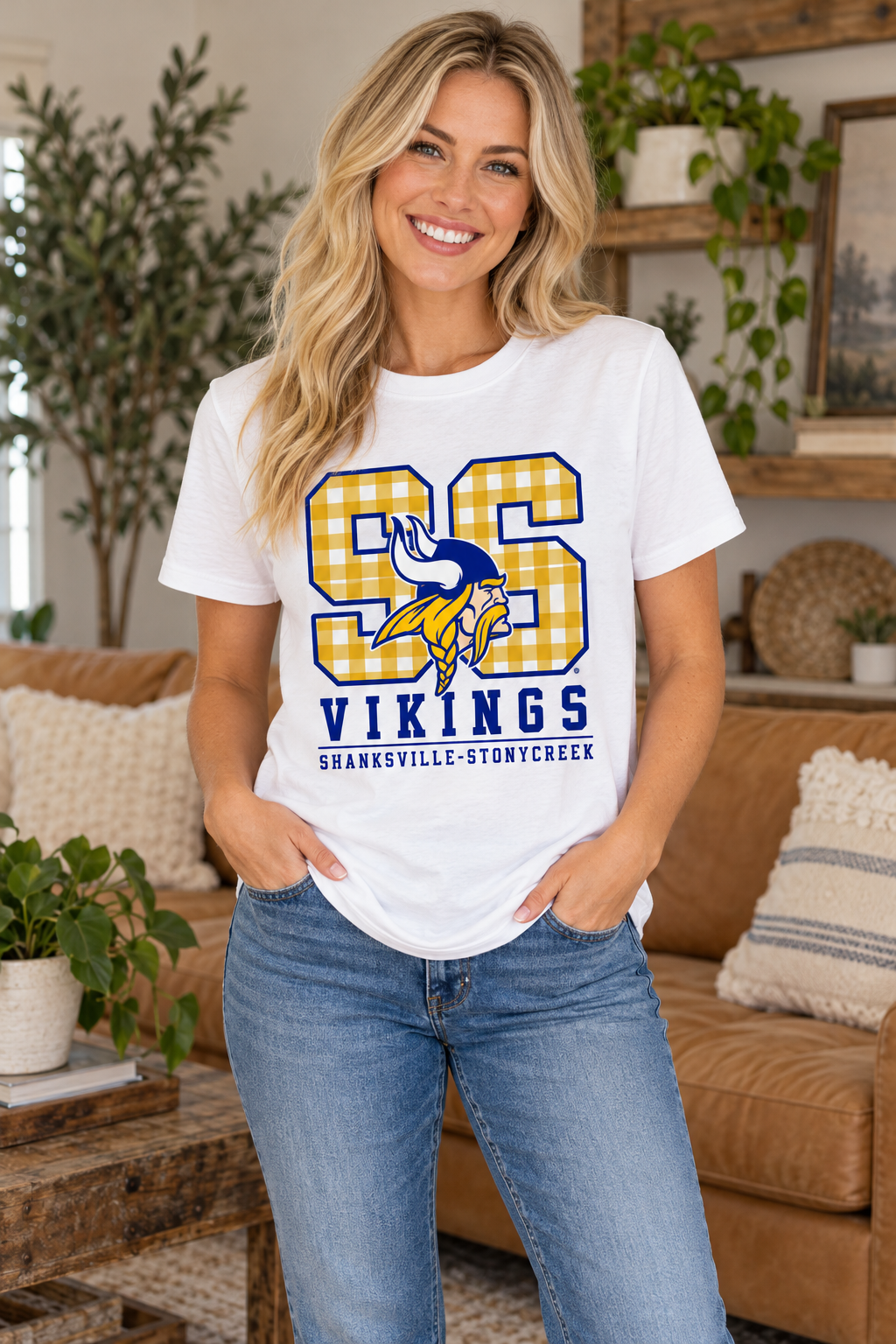 Shanksville-Stonycreek Vikings SS Varsity Viking T-shirt in White