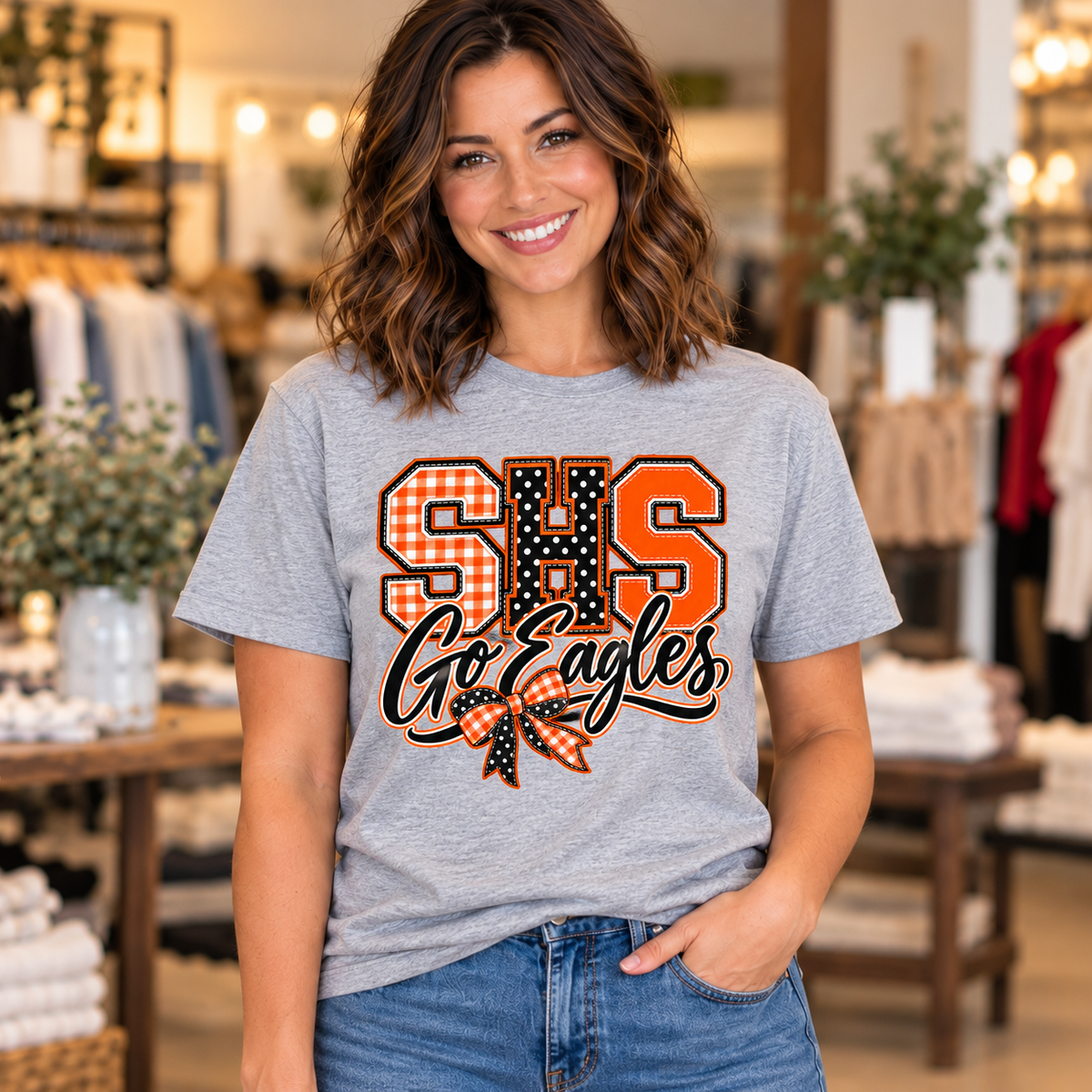 Somerset Eagles SHS Patchwork Go Eagles T-Shirt – Sport Gray girl mockup