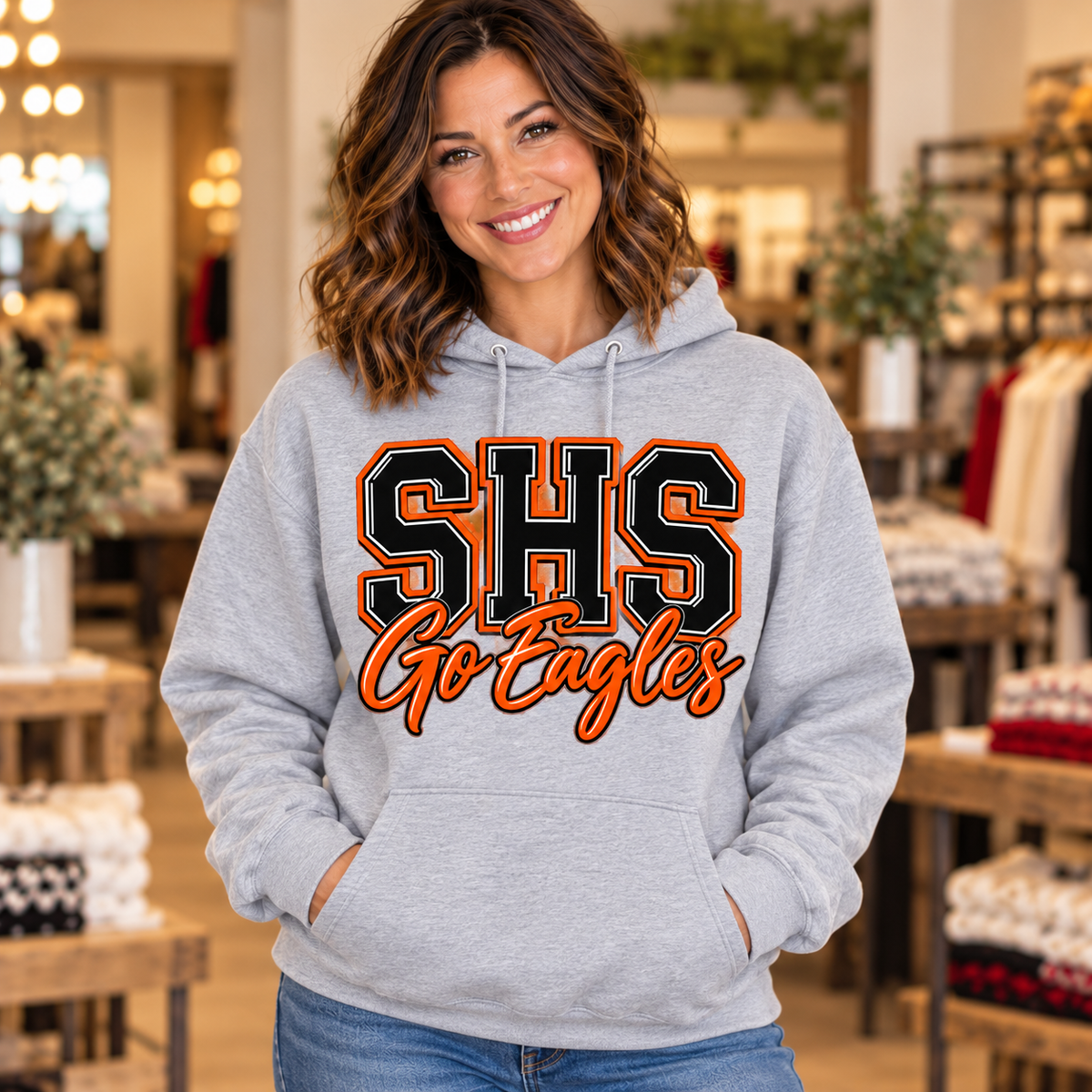 Somerset Eagles SHS Dimensional Go Eagles Hoodie – Sport Gray girl mockup