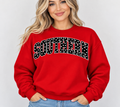 Girl wearing red SOUTHERN polka dot crewneck