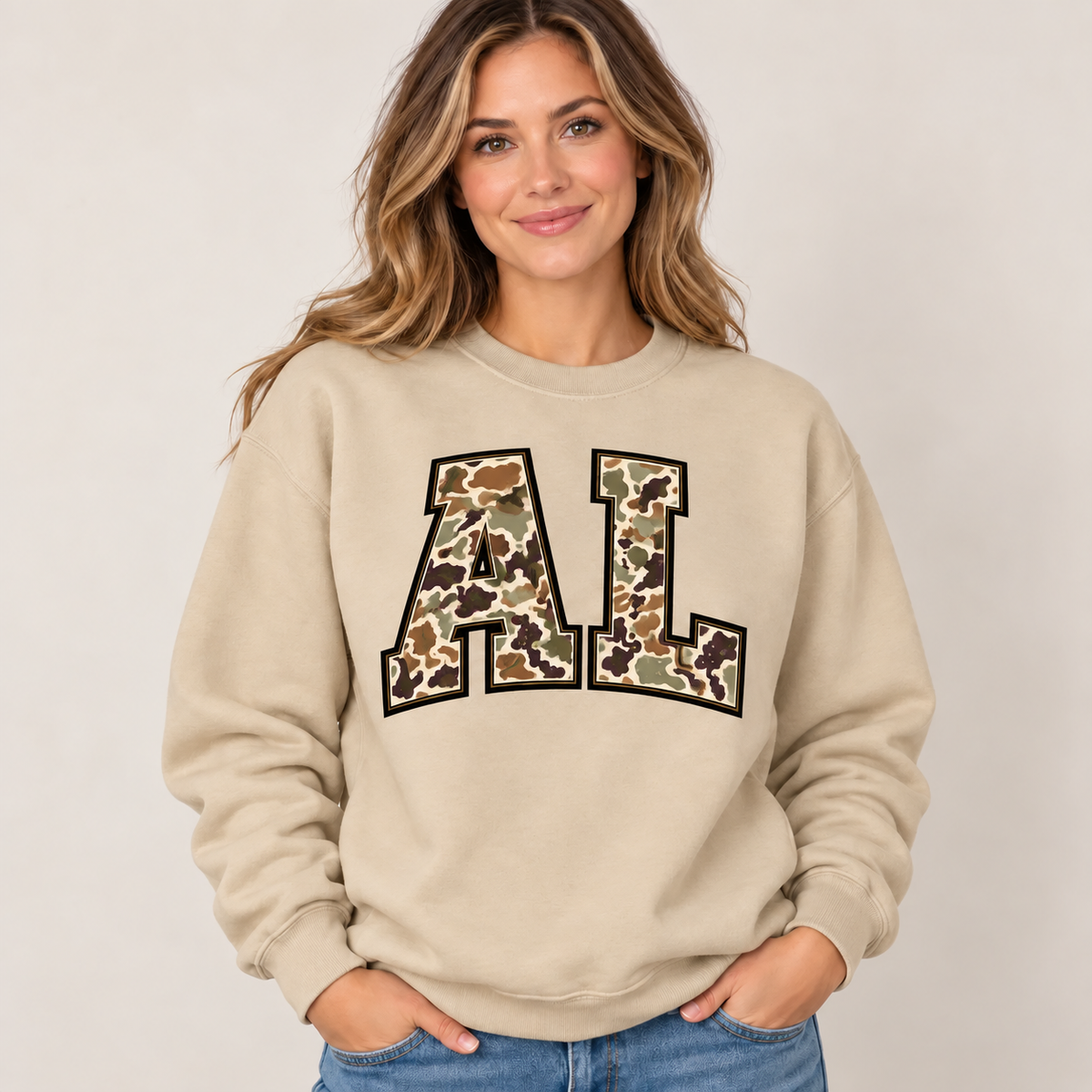 Alabama AL camouflage varsity sand crewneck – sharp rebuilt mockup