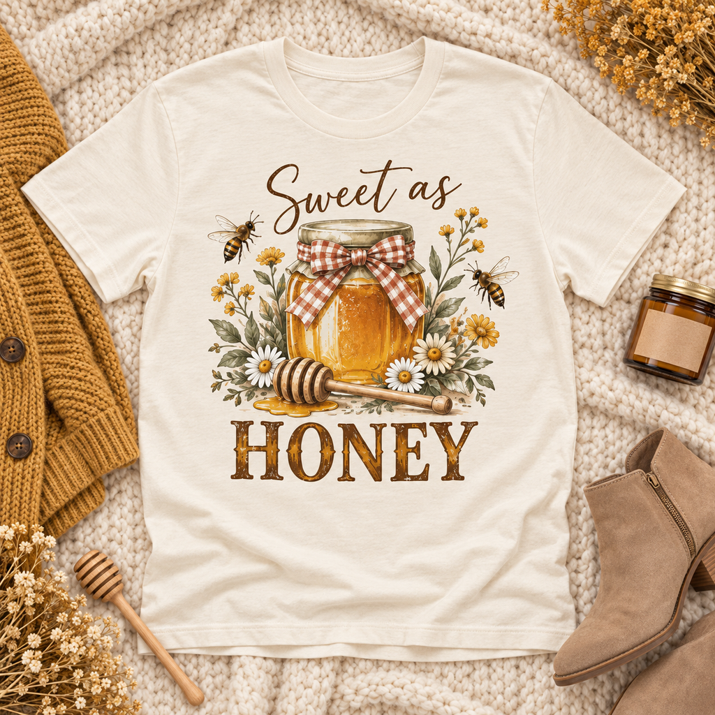 Sweet as Honey cream boutique graphic tee flat lay