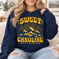Sweet Caroline Navy Crewneck woman model mockup