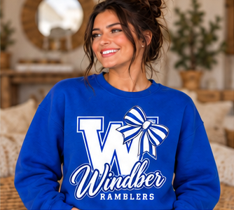 Windber Ramblers Bow W Royal Blue Crewneck