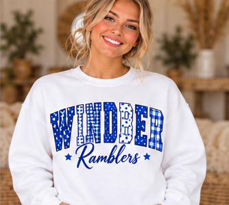 Windber Ramblers Patterned Letters White Crewneck