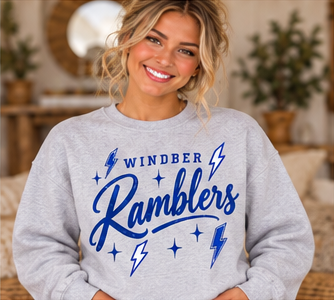 Windber Ramblers Lightning Script Ash Gray Crewneck