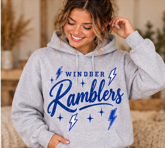 Windber Ramblers Lightning Script Ash Gray Hoodie
