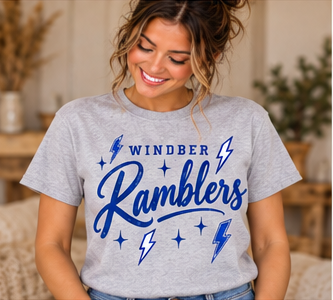 Windber Ramblers Lightning Script Ash Gray T-Shirt