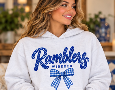 Windber Ramblers Polka Dot Gingham Bow White Hoodie