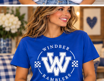 Windber Ramblers Interlocking W Checker Royal Blue T-Shirt