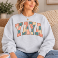 YAYA Ash Floral Patchwork Crewneck