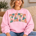 YAYA Pink Floral Patchwork Crewneck